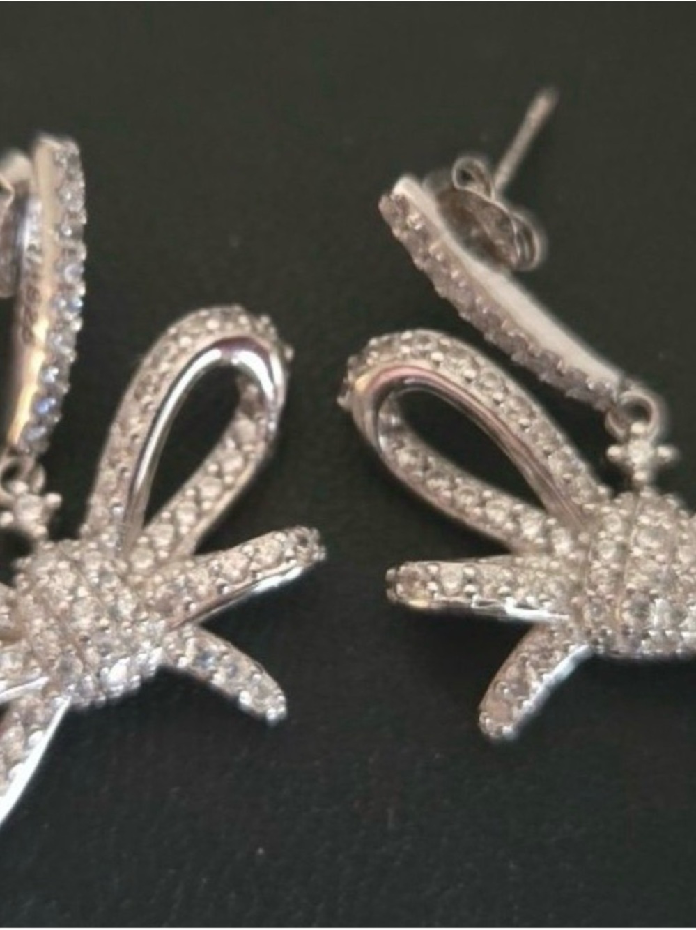 Bomb Party Bow Drop Earrings in Silver